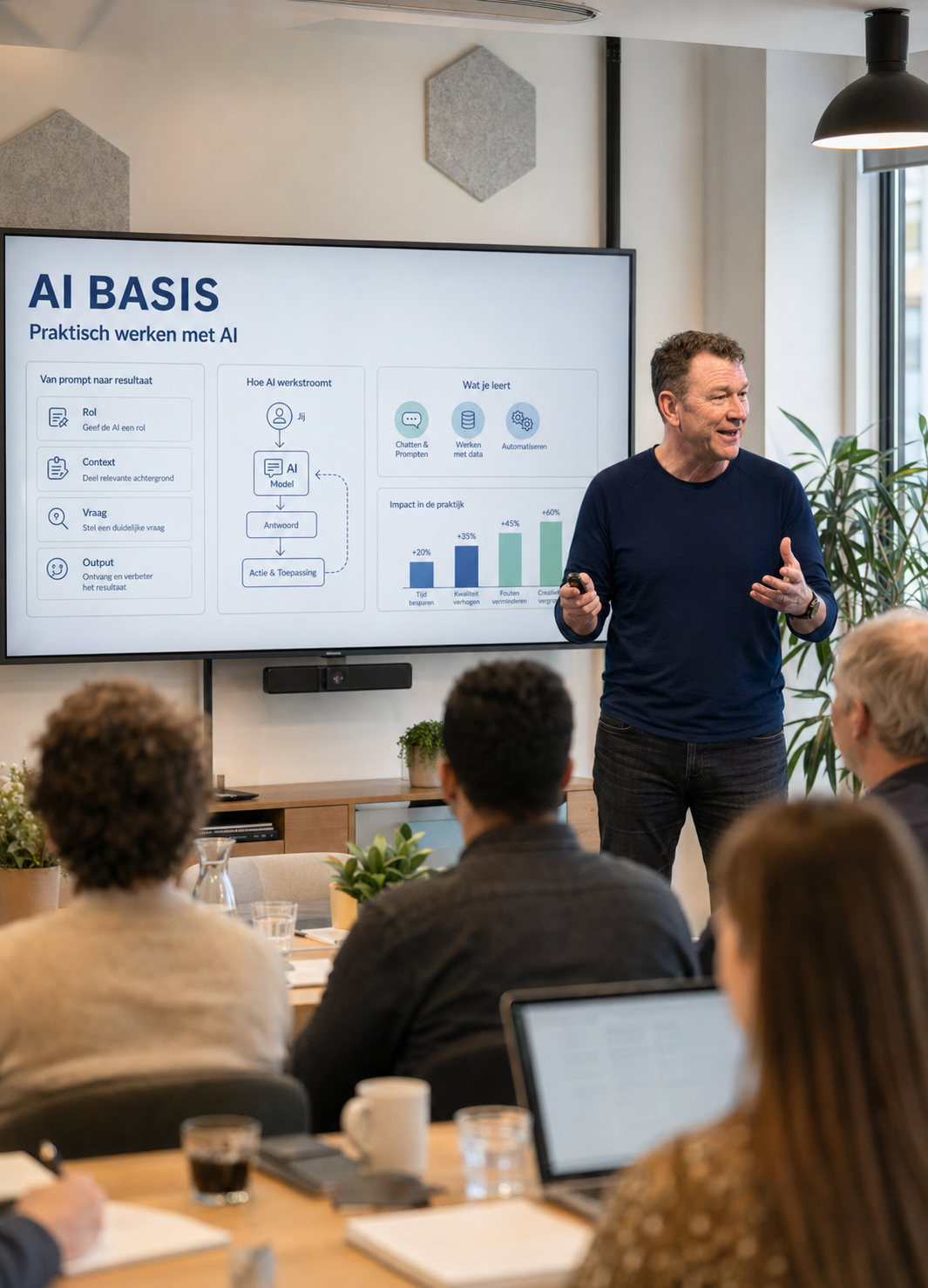 AI-mentor die deelnemers meeneemt in de basis van AI